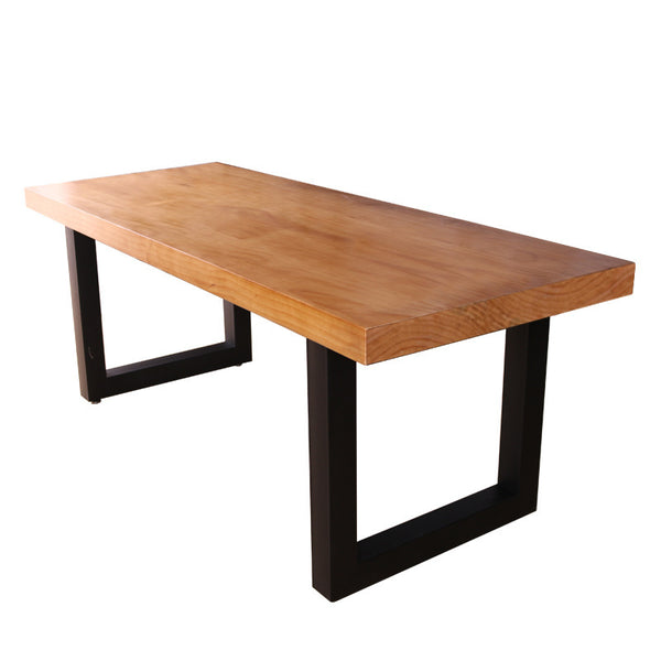 美式實木原木家用餐桌可定制 鐵藝長方形餐飲飯桌子多人位火鍋桌 - luxhkhome