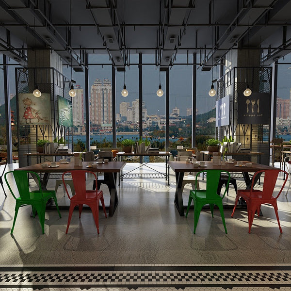 美式複古loft餐廳餐桌椅可定制 簡約家用飯桌咖啡廳飯店長凳餐桌 - luxhkhome