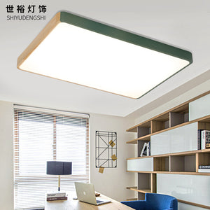 現代簡約臥室書房組合新中式吸頂燈北歐日式橡膠方形包邊吸頂燈