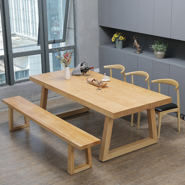 北歐全實木家用餐桌椅組合 客廳接待洽談簡約餐桌長凳實木桌定制 - luxhkhome