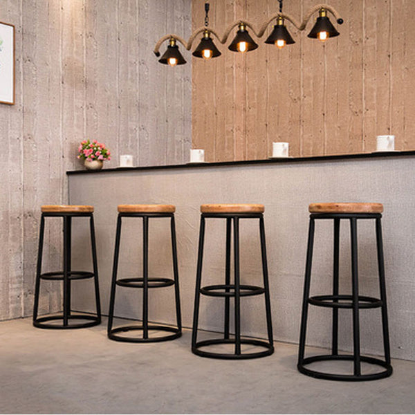 簡約實木吧台桌椅組合咖啡廳奶茶店休閒高腳椅 家用客廳靠牆桌椅 - luxhkhome