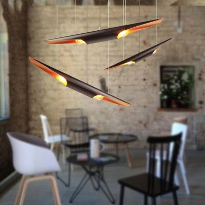 北歐現代創意個性具酒店吧台餐廳燈飛機斜口鋁筒竹筒工程吊燈 - luxhkhome