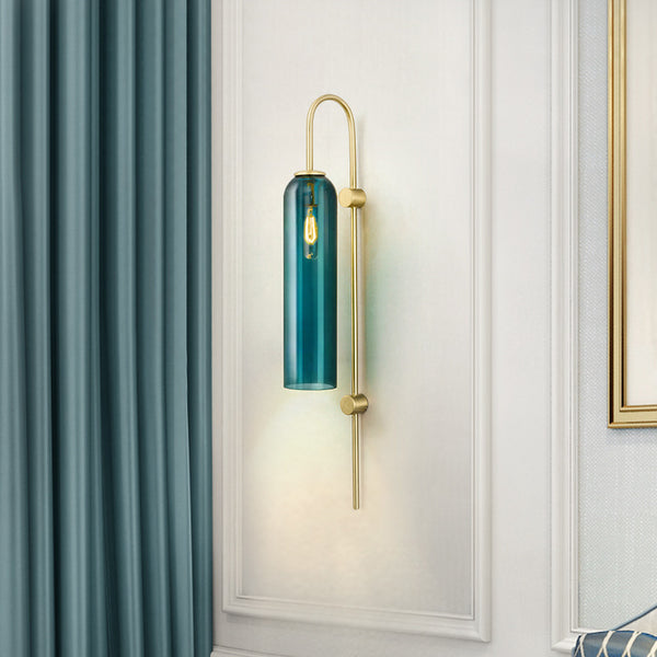 北歐創意藍色玻璃管客廳壁燈藝術床頭臥室書房壁燈 - luxhkhome