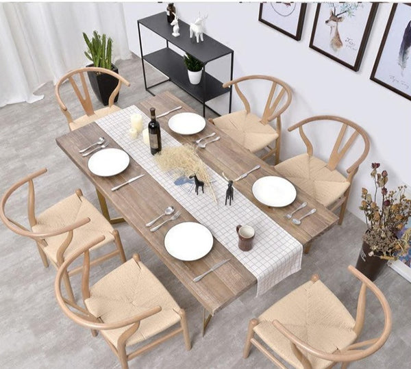 北歐餐廳實木長方形餐桌椅組合 小戶型鐵藝休閒餐桌創意吃飯桌子 - luxhkhome