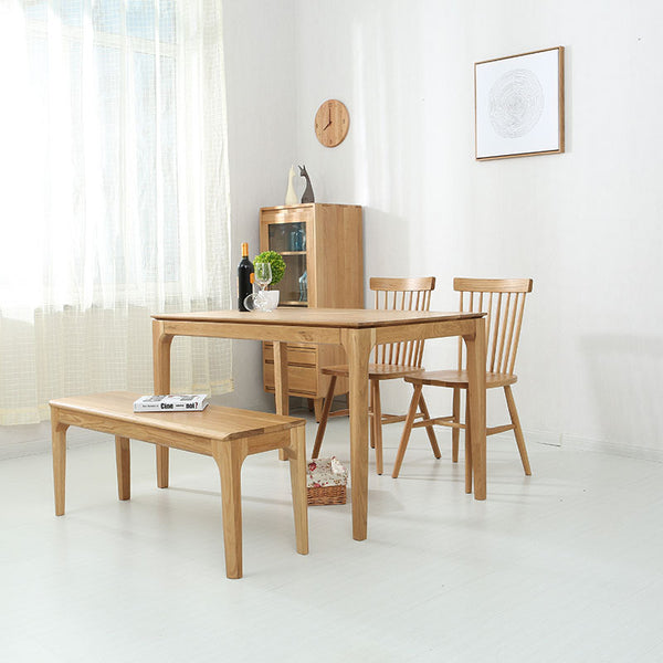 北歐風純實木半島餐桌家用6人飯桌餐廳家具定制長方形白橡木桌子 - luxhkhome
