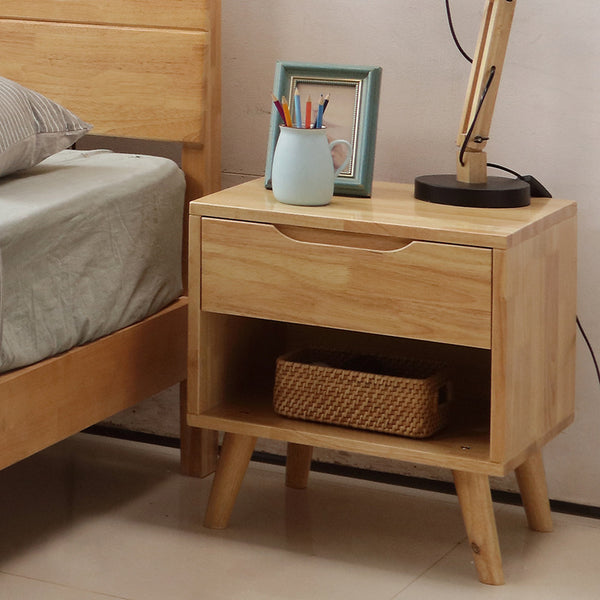 全實木北歐床頭櫃簡約創意臥室橡木整裝床邊收納小櫃子床頭儲物櫃 - luxhkhome