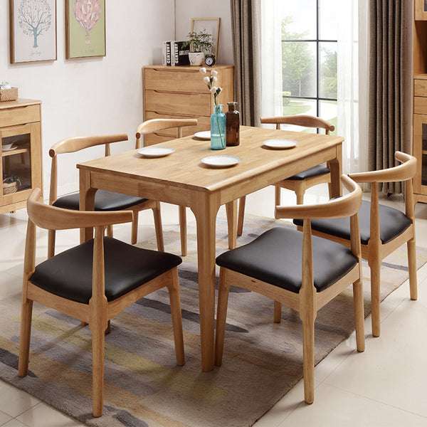 4人6人簡約現代咖啡廳長方形餐廳桌子經濟型北歐全實木餐桌椅組合 - luxhkhome