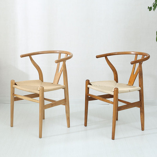 北歐實木麻繩圈椅休閒椅復古簡約茶樓餐廳椅子設計師家具洽談Y椅 - luxhkhome