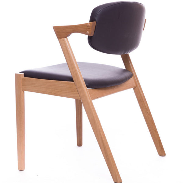 北歐簡約實木餐椅 簡約現代辦公會議扶手靠背椅Z字形創意椅書桌椅 - luxhkhome