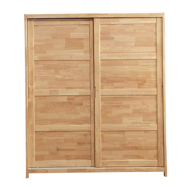 北歐實木推拉門移門衣櫃簡約現代小戶型臥室滑門簡易雙門原木衣櫥 - luxhkhome