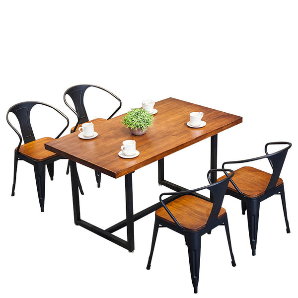 美式複古創意實木餐桌 客廳奶茶店飯堂餐桌椅組合家用家具 - luxhkhome