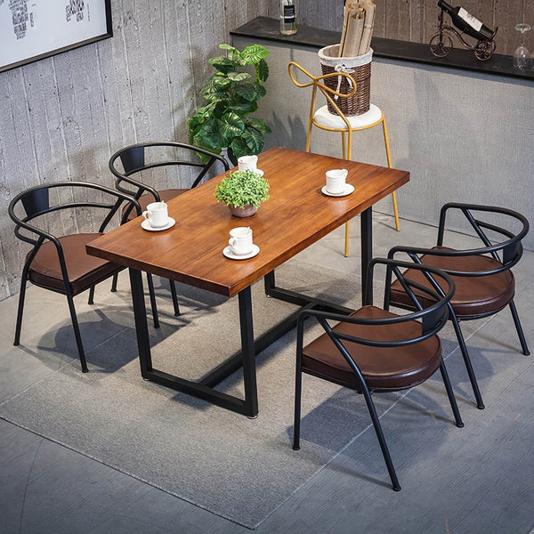 美式複古創意實木餐桌 客廳奶茶店飯堂餐桌椅組合家用家具 - luxhkhome