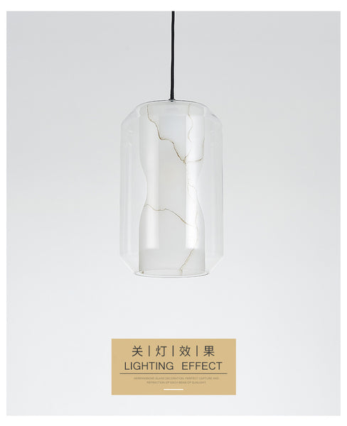 後現代簡約玻璃仿雲石單頭吊燈創意個性臥室咖啡廳吧台餐廳LED燈 - luxhkhome