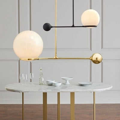 北歐創意客廳吊燈後現代設計鐵藝餐廳吧台臥室創意魔豆玻璃球吊燈 - luxhkhome