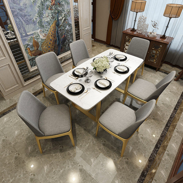 北歐大理石餐桌椅組合吃飯桌子輕奢現代簡約餐桌小戶型家用長方形 - luxhkhome