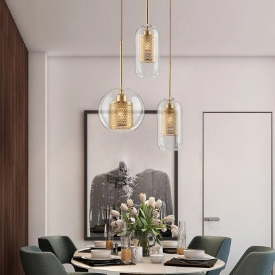 輕奢現代中式創意設計師餐廳吧台咖啡廳臥室床頭簡約鐵藝玻璃吊燈 - luxhkhome