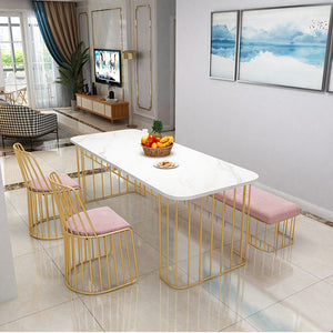 北歐設計師長方形大理石現代簡約飯桌家用46人小戶型餐桌椅組合 - luxhkhome