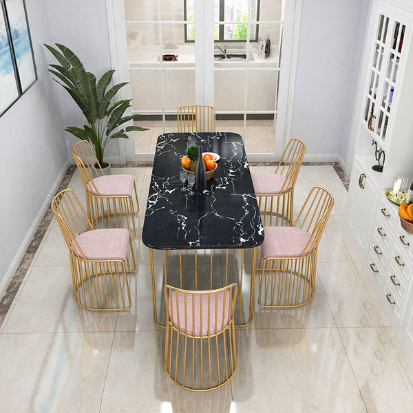 北歐設計師長方形大理石現代簡約飯桌家用46人小戶型餐桌椅組合 - luxhkhome