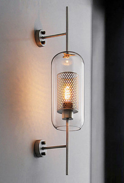 工業風網格客廳牆燈美式簡約創意臥室餐廳書房燈loft復古玻璃壁燈 - luxhkhome