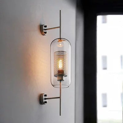 工業風網格客廳牆燈美式簡約創意臥室餐廳書房燈loft復古玻璃壁燈 - luxhkhome