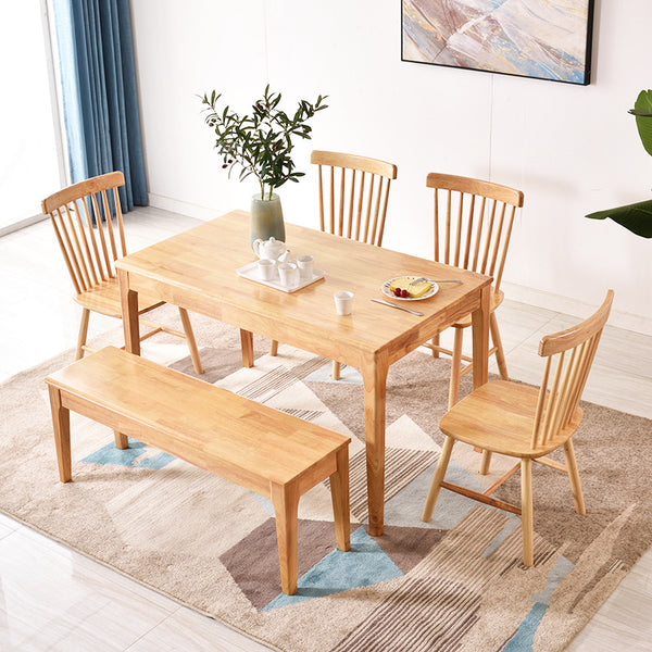 4人6人簡約現代咖啡廳長方形餐廳桌子經濟型北歐全實木餐桌椅組合 - luxhkhome