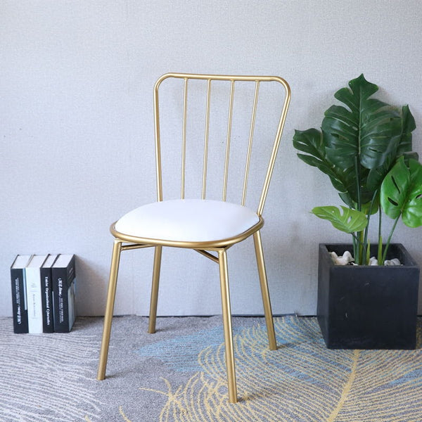 北歐椅子現代簡約餐椅休閒椅化妝椅 家用餐廳創意靠背鐵藝桌椅 (椅子（備註坐墊顏色）) - luxhkhome