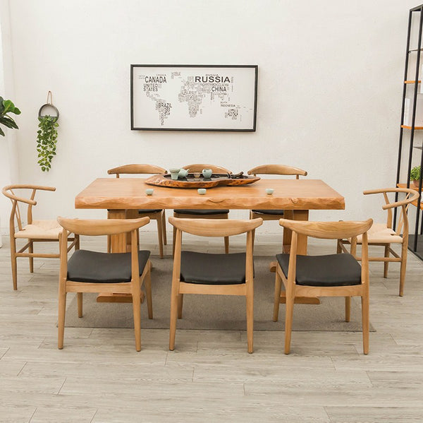 實木簡約自然邊辦公桌會議室洽談不規則邊桌家用原木泡茶桌椅組合 - luxhkhome