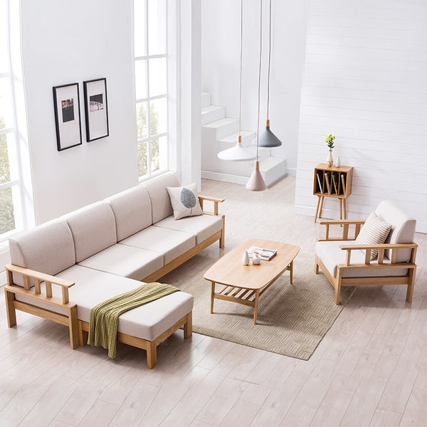 北歐全實木沙發組合 現代客廳小戶型布藝日式沙發 白橡木原木家具 - luxhkhome