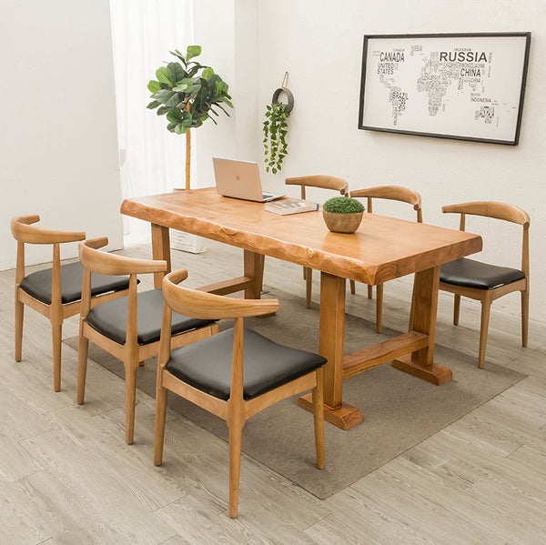 實木簡約自然邊辦公桌會議室洽談不規則邊桌家用原木泡茶桌椅組合 - luxhkhome