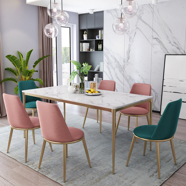 北歐輕奢大理石餐桌椅組合小戶型1.2米長方形吃飯桌子設計師餐檯 - luxhkhome