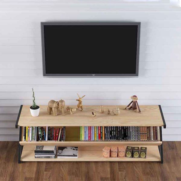 美式多層實木客廳電視櫃工業風鐵藝家具復古創意多層電視桌 - luxhkhome