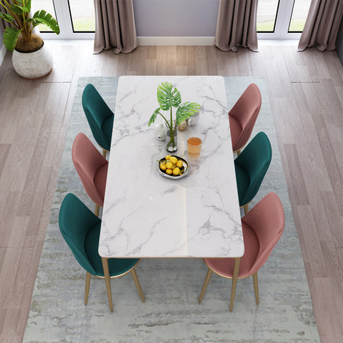 北歐輕奢大理石餐桌椅組合小戶型1.2米長方形吃飯桌子設計師餐檯 - luxhkhome
