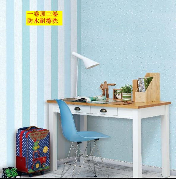 韓國壁紙 LG植物八角環保壁紙地中海藍色 豎條兒童牆紙007現貨 - luxhkhome