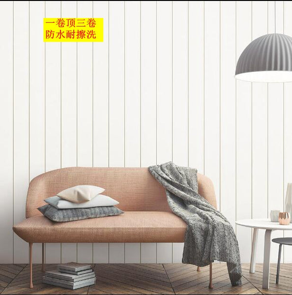 韓國壁紙 LG玉米 北歐 現代條紋豎條搭配純色 客廳書房百搭69 - luxhkhome
