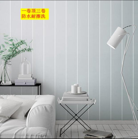 韓國壁紙 LG玉米耐擦洗 北歐現代灰藍條紋豎條搭配純色客廳書房 - luxhkhome