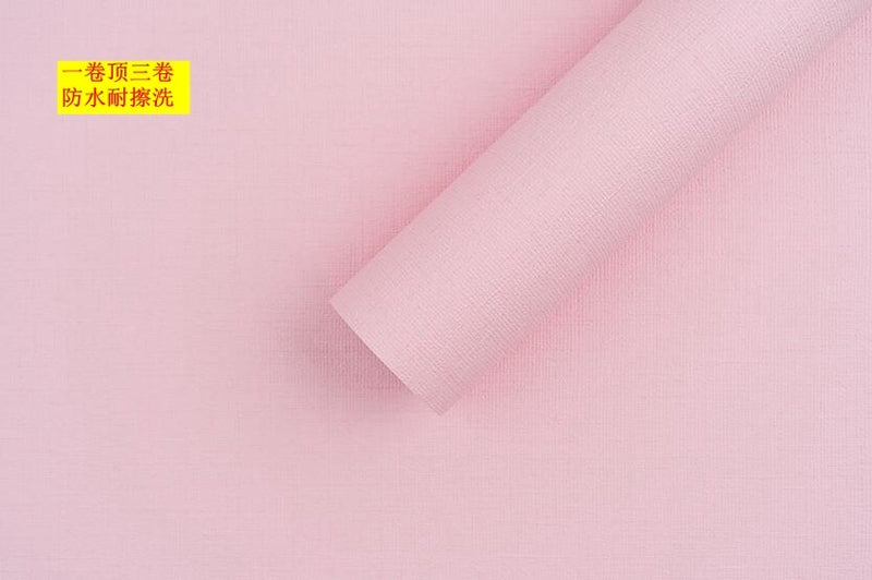 韓國壁紙 進口大卷純紙 純色粉色玫粉色粉色布紋亞麻紋理294 - luxhkhome