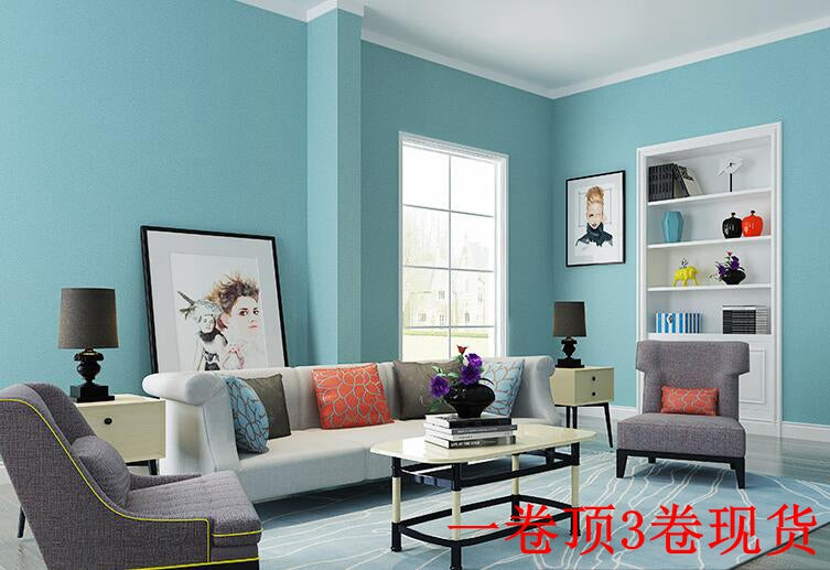 韓國壁紙 LG進口大卷 純色湖藍色亞光水泥乳膠漆質感390現貨 - luxhkhome