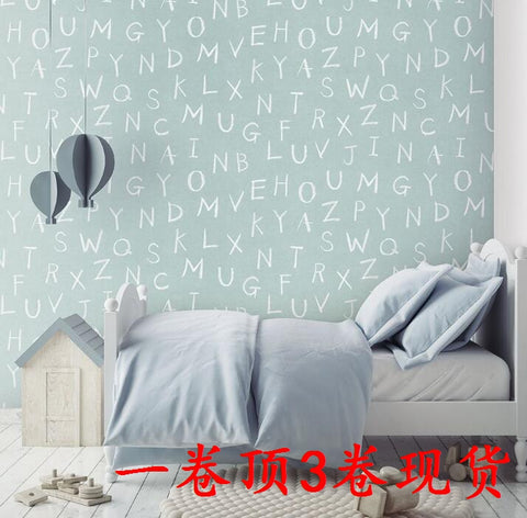 韓國壁紙 LG進口大卷純紙環保 黑板+粉筆英文字母 兒童房牆紙 - luxhkhome