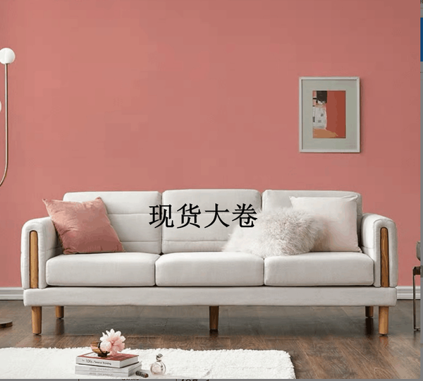 韓國壁紙 LG進口牆紙 純粉色橘粉色 韓式日式榻榻米布紋亞麻 現貨 - luxhkhome