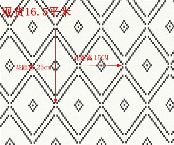 韓國LG壁紙 北歐簡約黑白菱形格子 亞麻草編紋 背景牆壁紙 現貨 - luxhkhome
