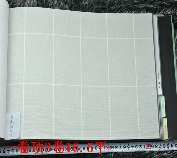 韓國壁紙 LG進口大卷純紙環保 簡約現代方格子灰色格子牆紙 - luxhkhome