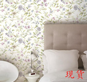 韓國牆紙 LG正品進口大卷 美式田園花朵AB版搭配純色布紋 現貨 - luxhkhome