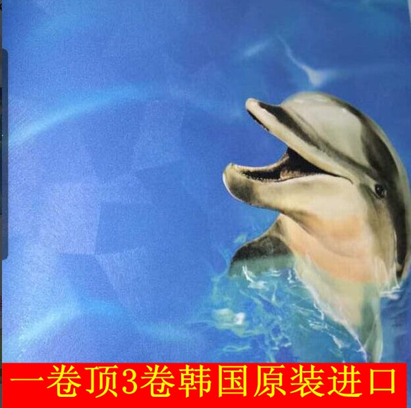韓國壁紙 地中海藍 藍色海底世界 可愛的海豚 兒童房牆紙008現貨 - luxhkhome