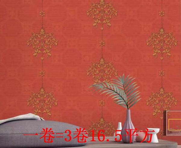 韓國壁紙 LG大卷 歐式大花 鐵藝歐式大馬士革 AB搭配純色布紋現貨 - luxhkhome