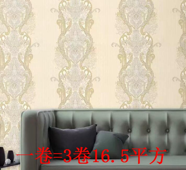 韓國壁紙 北歐復古 歐式大馬士革 歐式暗花客廳滿貼牆紙126現貨 - luxhkhome