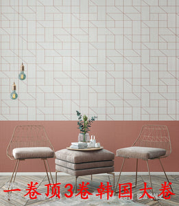 韓國壁紙 LG玉米澱粉 北歐現代 幾何線條條紋搭配磚紅純色布紋30 - luxhkhome