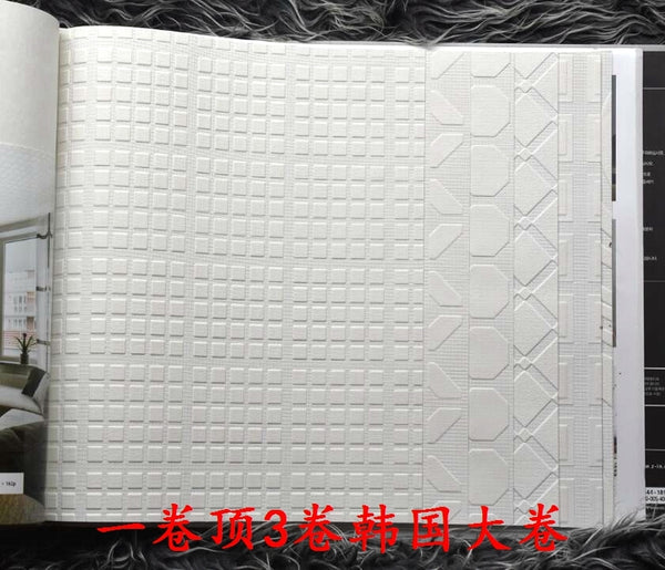 韓國壁紙 LG玉米植物澱粉 3D立體浮雕白色凹凸壁紙 幾何 頂棚壁紙 - luxhkhome