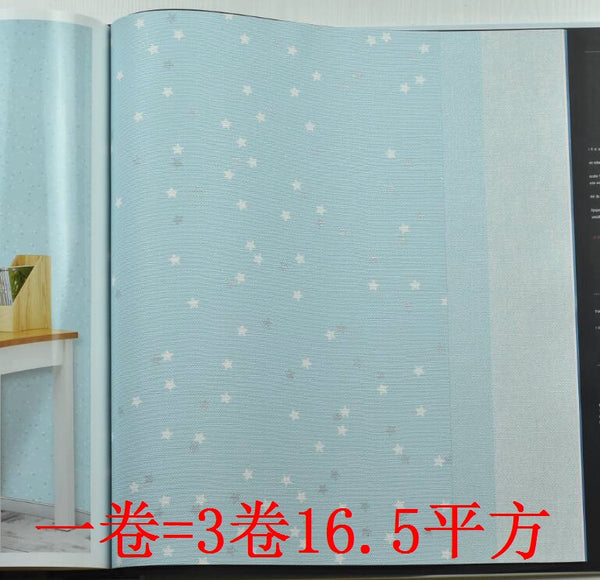 韓國壁紙 LG植物八角環保壁紙地中海藍色星星 兒童牆紙032現貨 - luxhkhome