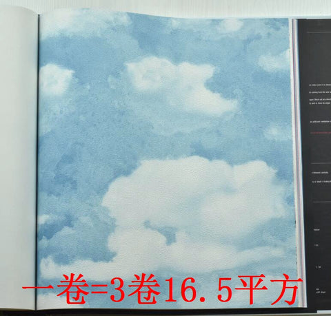 韓國壁紙 LG兒童房壁紙 地中海藍 藍天白雲 幼兒園頂棚壁紙24現貨 - luxhkhome