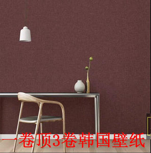韓國壁紙 16.5平米 純色暗紅色 棗紅色 布紋亞麻 乳膠漆質感牆紙 (5536-13 ) - luxhkhome